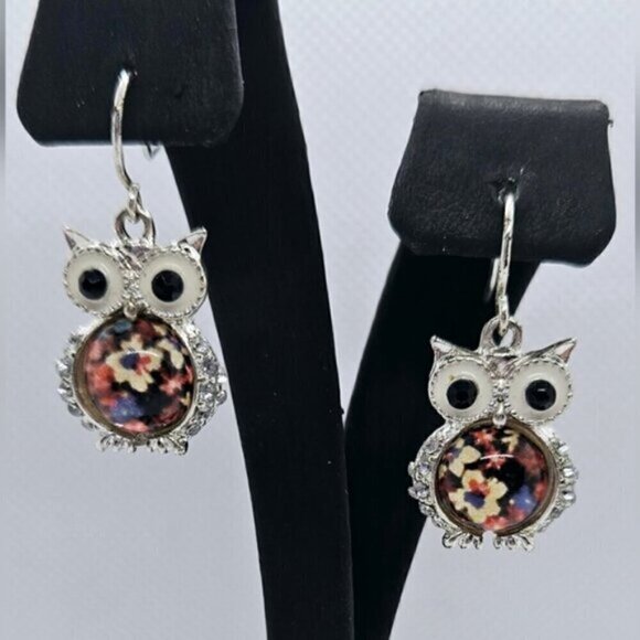 Owl and Floral Earrings - Picture 2 of 4